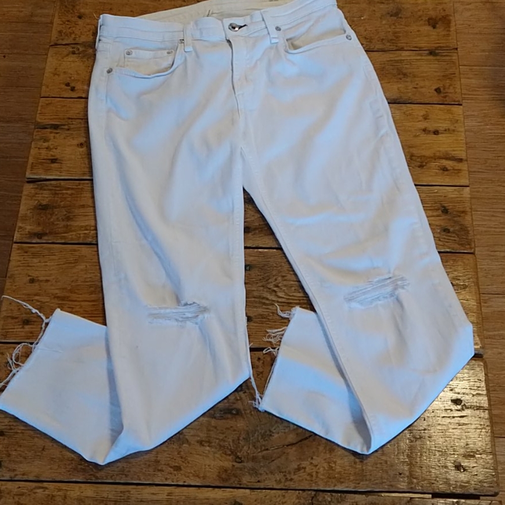 Rag & Bone White Low-Rise Ankle Slim Boyfriend Jeans | Size 27